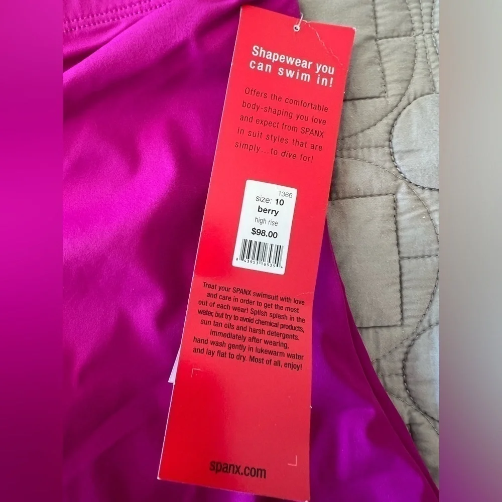 SPANX Core High Rise Shaping FullCoverage Swim Bottoms Shapewear In Berry NWT